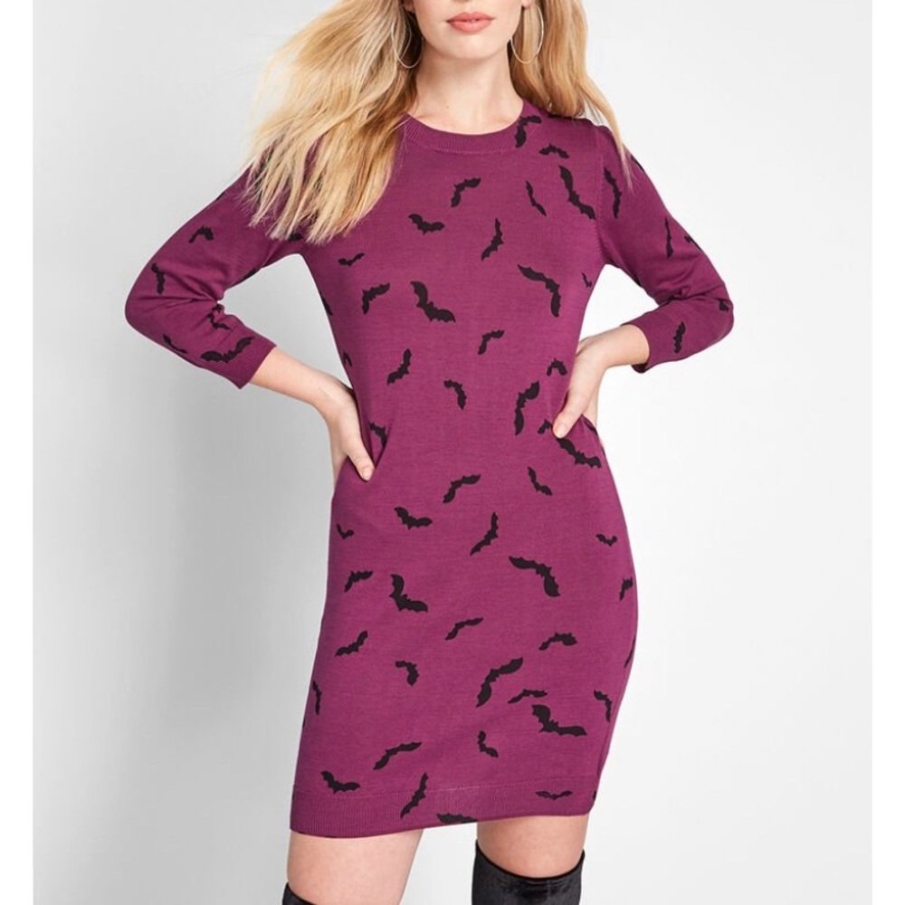 ModCloth Knit Bat Halloween Spooky Sweater Dress